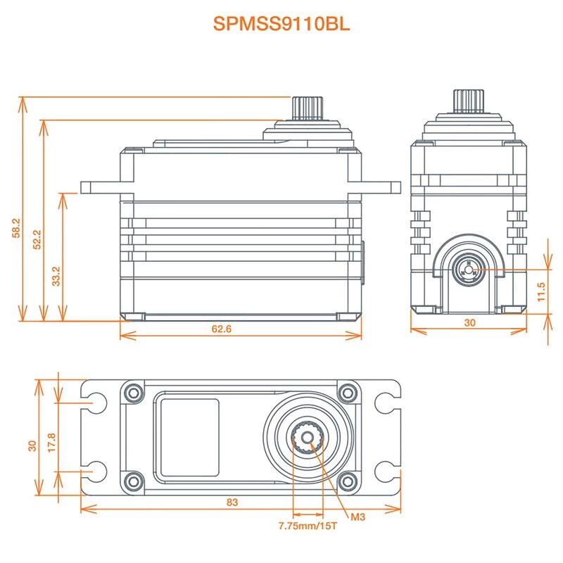 Spektrum S9110BL 1/5 Digital HV High Speed Brushless Metal Gear Surface Servo for Servos 2 Spektrum S9110BL 1/5 Digital HV High Speed Brushless Metal Gear Surface Servo for Servos - Image 2