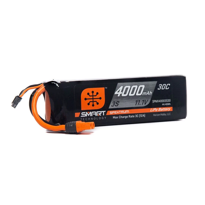 Spektrum 11.1V 4000mAh 3S 30C Smart LiPo Battery: IC3 for Batteries 1 Spektrum 11.1V 4000mAh 3S 30C Smart LiPo Battery: IC3 for Batteries