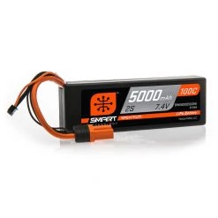 Spektrum 7.4V 5000mAh 2S 100C Smart Hardcase LiPo Battery: IC5 for Batteries