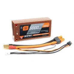 Spektrum 7.4V 5000mAh 2S 100C Smart Race Shorty Hardcase LiPo Battery: Tubes, 5mm for Batteries