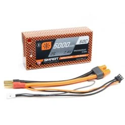 Spektrum 7.4V 5000mAh 2S 50C Smart Race Shorty Hardcase LiPo Battery: Tubes, 5mm for Batteries