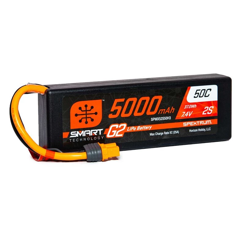 Spektrum 7.4V 5000mAh 2S 50C Smart LiPo G2 Hard Case: IC3 for Batteries 1 Spektrum 7.4V 5000mAh 2S 50C Smart LiPo G2 Hard Case: IC3 for Batteries