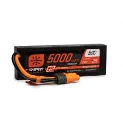 Spektrum 7.4V 5000mAh 2S 50C Smart G2 Hardcase LiPo Battery: IC5 for Batteries