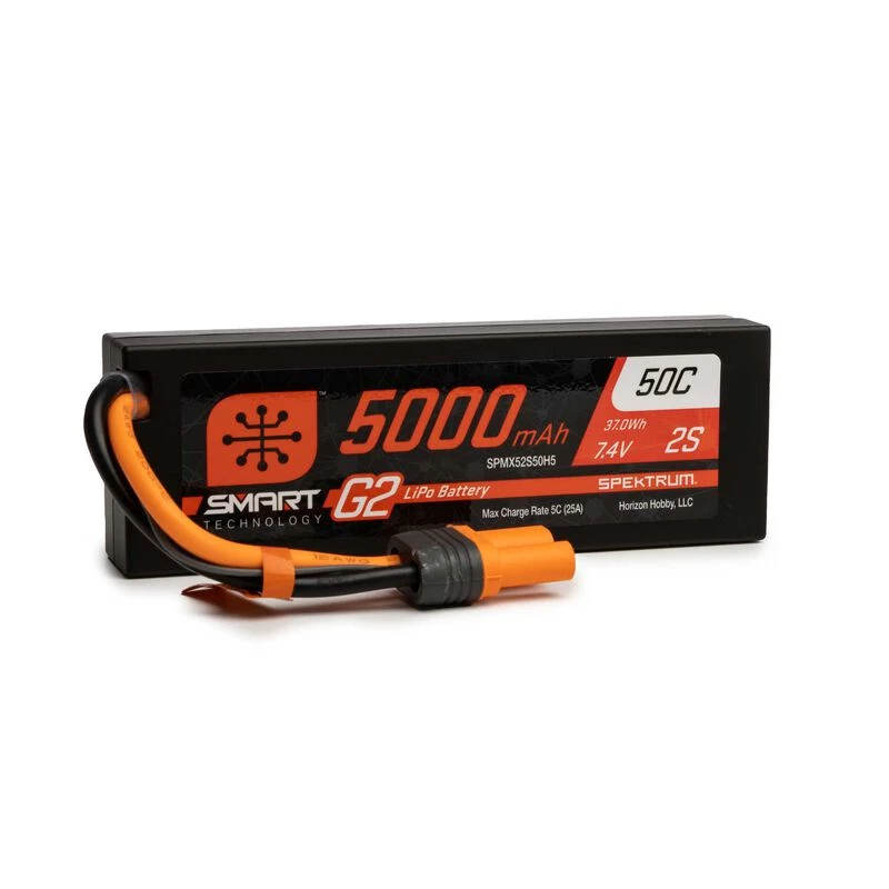 Spektrum 7.4V 5000mAh 2S 50C Smart G2 Hardcase LiPo Battery: IC5 for Batteries 1 Spektrum 7.4V 5000mAh 2S 50C Smart G2 Hardcase LiPo Battery: IC5 for Batteries