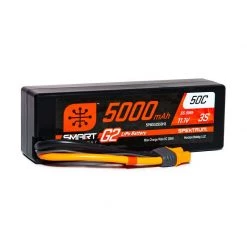 Spektrum 11.1V 5000mAh 3S 50C Smart G2 Hardcase LiPo Battery: IC3 for Batteries